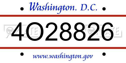 4O28826 District Of Columbia License Plate