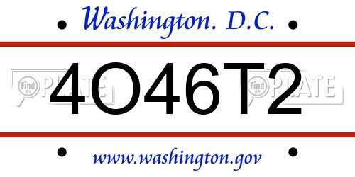 4O46T2 District Of Columbia License Plate