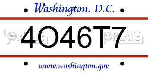 4O46T7 District Of Columbia License Plate