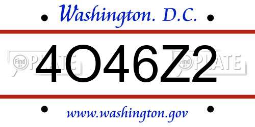 4O46Z2 District Of Columbia License Plate