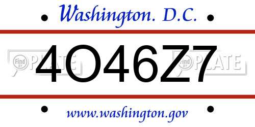 4O46Z7 District Of Columbia License Plate