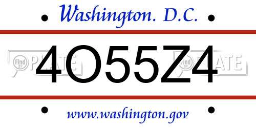 4O55Z4 District Of Columbia License Plate
