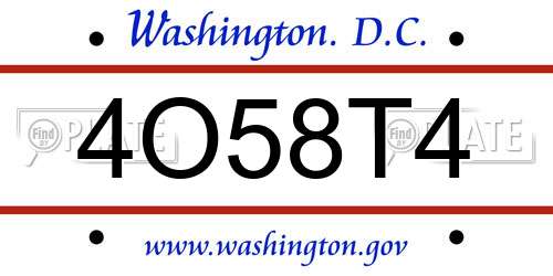 4O58T4 District Of Columbia License Plate