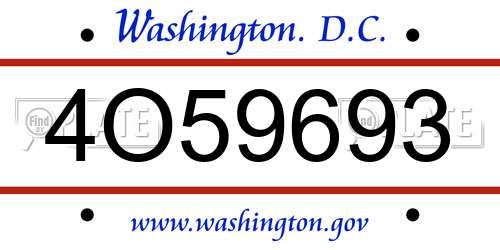 4O59693 District Of Columbia License Plate