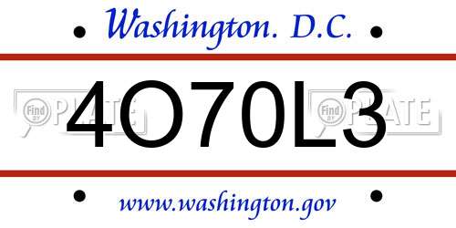 4O70L3 District Of Columbia License Plate