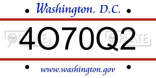 4O70Q2 District Of Columbia License Plate