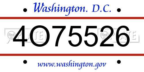 4O75526 District Of Columbia License Plate