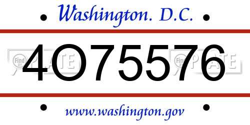 4O75576 District Of Columbia License Plate