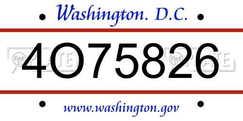 4O75826 District Of Columbia License Plate