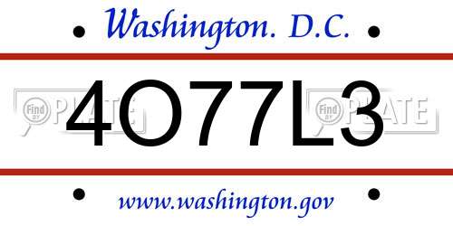 4O77L3 District Of Columbia License Plate