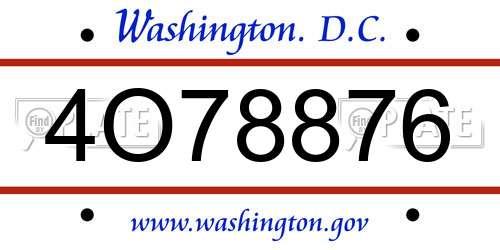 4O78876 District Of Columbia License Plate
