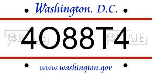 4O88T4 District Of Columbia License Plate