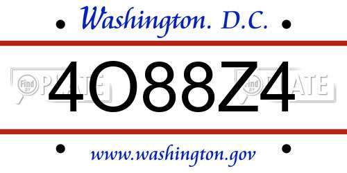 4O88Z4 District Of Columbia License Plate
