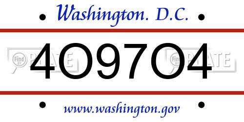 4O97O4 District Of Columbia License Plate