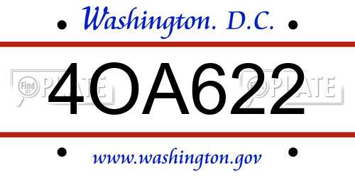 4OA622 District Of Columbia License Plate