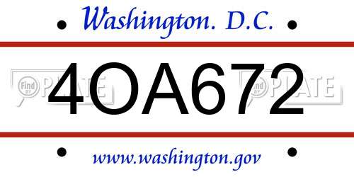 4OA672 District Of Columbia License Plate