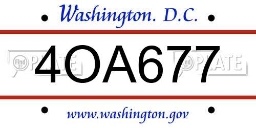 4OA677 District Of Columbia License Plate