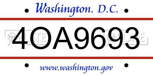 4OA9693 District Of Columbia License Plate