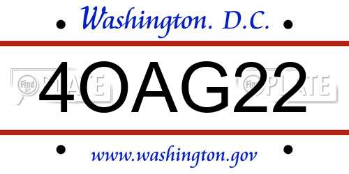 4OAG22 District Of Columbia License Plate