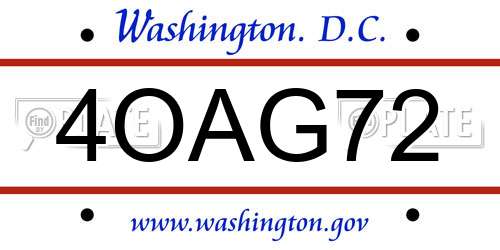 4OAG72 District Of Columbia License Plate