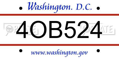 4OB524 District Of Columbia License Plate