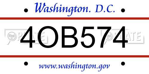 4OB574 District Of Columbia License Plate