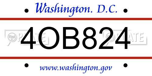 4OB824 District Of Columbia License Plate