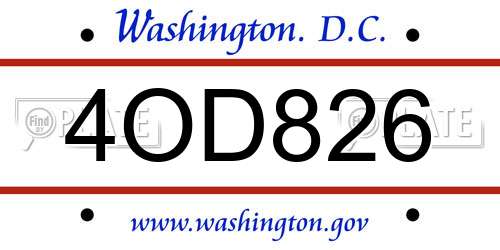 4OD826 District Of Columbia License Plate
