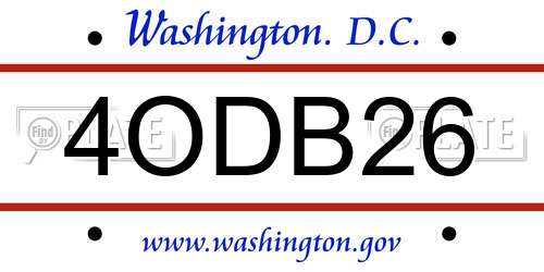 4ODB26 District Of Columbia License Plate