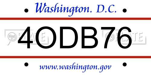 4ODB76 District Of Columbia License Plate