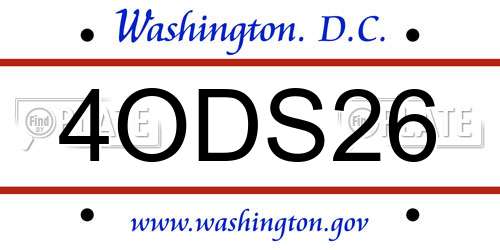 4ODS26 District Of Columbia License Plate