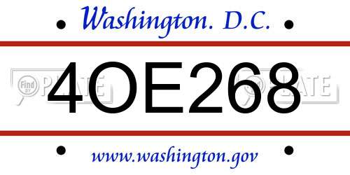 4OE268 District Of Columbia License Plate