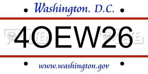 4OEW26 District Of Columbia License Plate