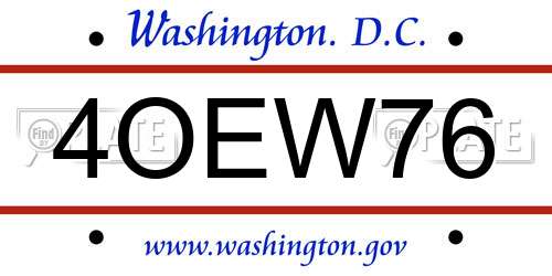 4OEW76 District Of Columbia License Plate