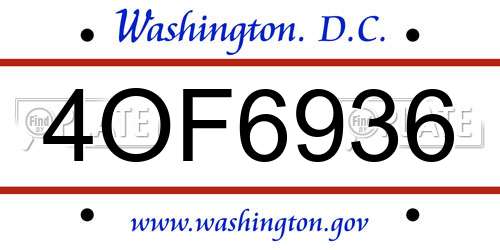 4OF6936 District Of Columbia License Plate