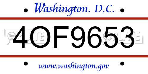 4OF9653 District Of Columbia License Plate