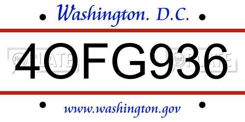 4OFG936 District Of Columbia License Plate