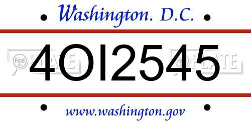4OI2545 District Of Columbia License Plate