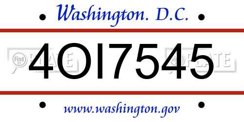 4OI7545 District Of Columbia License Plate