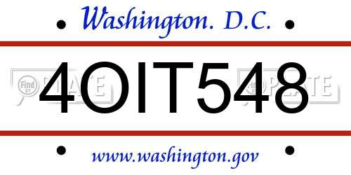 4OIT548 District Of Columbia License Plate