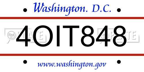 4OIT848 District Of Columbia License Plate