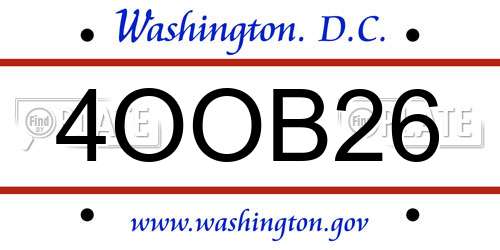 4OOB26 District Of Columbia License Plate