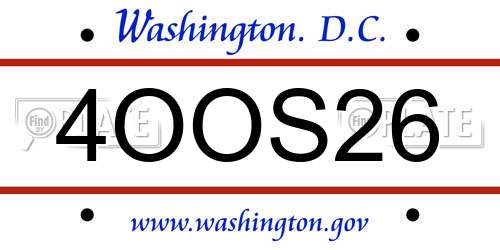 4OOS26 District Of Columbia License Plate