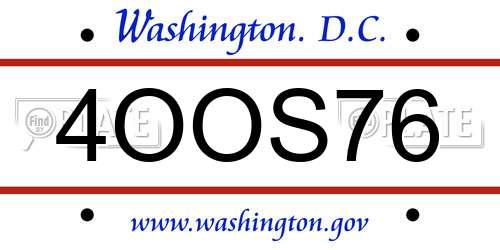 4OOS76 District Of Columbia License Plate
