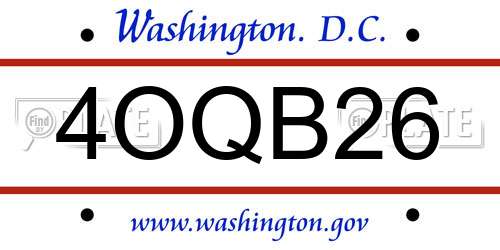 4OQB26 District Of Columbia License Plate
