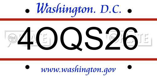 4OQS26 District Of Columbia License Plate