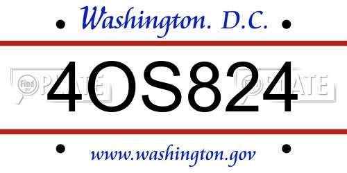 4OS824 District Of Columbia License Plate