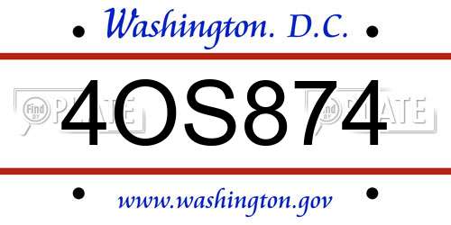 4OS874 District Of Columbia License Plate