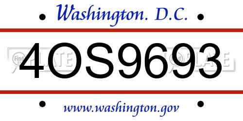 4OS9693 District Of Columbia License Plate