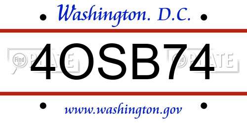 4OSB74 District Of Columbia License Plate
